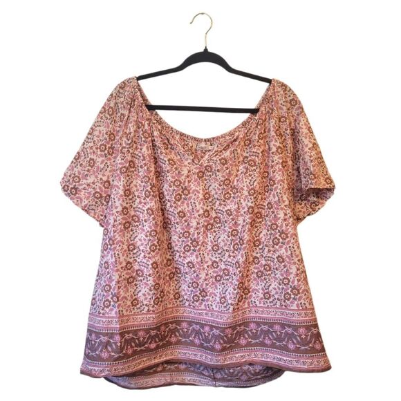 Faherty Tops - Faherty Women's Cream Floral Cotton Blouse Size XL